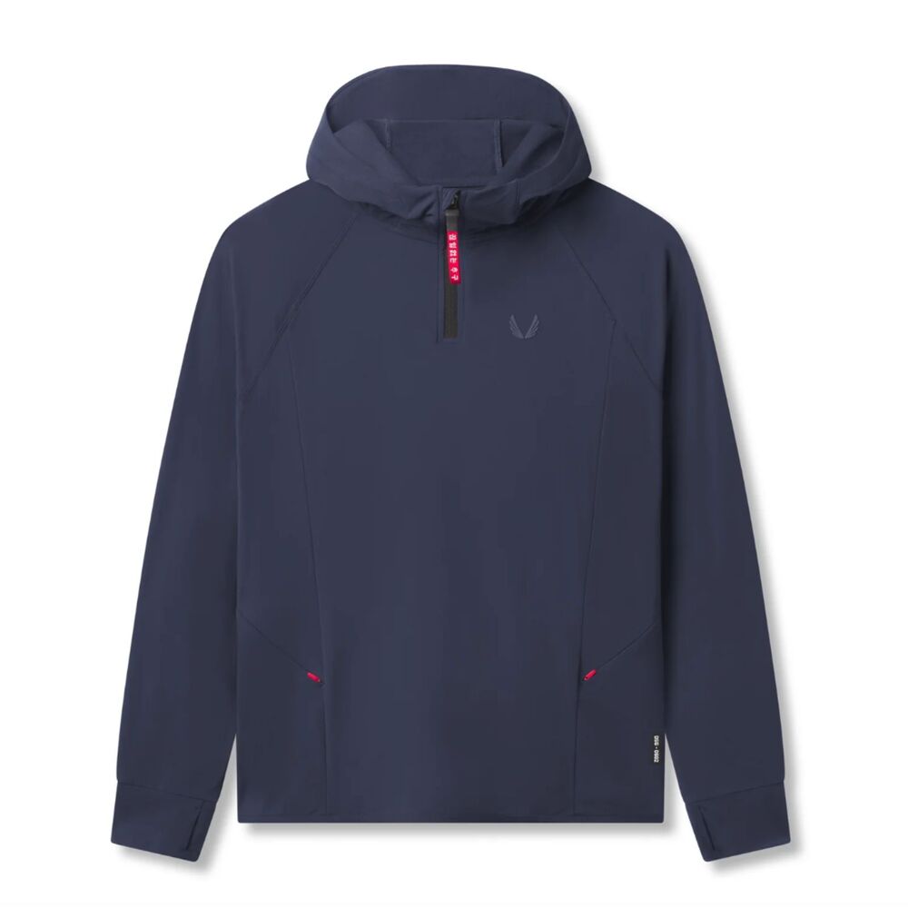 ASRV Training Hoodie Navy Performance Quarter Zip Hooded Pullover Men's Size XL